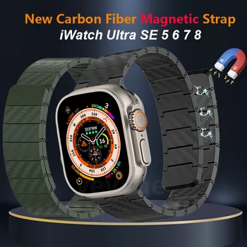 Магнитен каишка От Въглеродни влакна За Apple Watch Ultra 49mm Band 45 44 42 милиметра 40 41 mm 38mm Series 8 7 SE 6 Луксозни Гривна Correa
