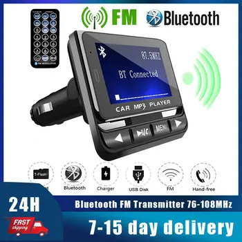 Автомобилен FM предавател, Bluetooth, MP3 Музикален плейър 1.4-инчов LCD екран Хендсфри Адаптер бързо зареждане FM модулатор zender