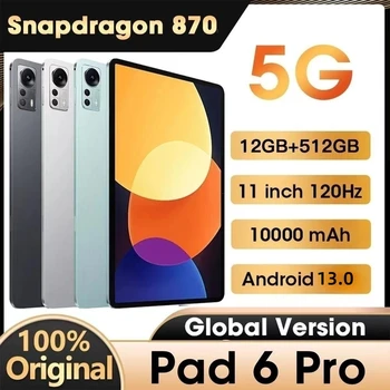 2023 Нов Global Pad 6 pro 13 Android Tablet PC 11 инча Snapdragon 870 16 GB оперативна памет, 1 TB ПАМЕТ HD Екран, 5G Таблет Android Mi 태블릿pc