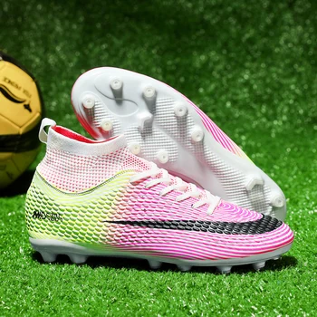 Мъжки футболни обувки Безплатна доставка Изкуствена трева Спортни футболни обувки за Спорт на открито Розови футболни обувки за деца за момичета