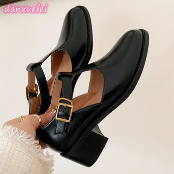 danxuefei/дамски обувки-лодка mary janes от телешка кожа с т-образно каишка и кръг пръсти, мека удобни ежедневни дамски обувки за всеки ден, дамски обувки