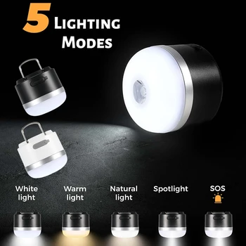 5 режима на осветление, led лампа за палатка, акумулаторна лампа за къмпинг захранване, осветление на далечни разстояния, магнитен окачен фенер, лампа за риболов
