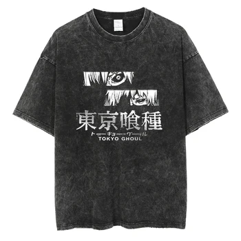 Градинска облекло в стил хип-Хоп, Выстиранная Тениска Оверсайз, Японското Аниме, Тениска с принтом Токио Mirka, Мъжки Реколта риза в стил Харадзюку с къс ръкав