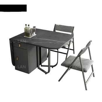 Модерен Сгъваема маса за Хранене, Мебели Многофункционален Правоъгълен Произведено маса и сгъваеми столове