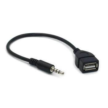 3,5 мм 1/8-инчов жак AUX за свързване към USB 2.0, конектор OTG адаптер-конвертор, кабел за възпроизвеждане на музика с U-диск в колата