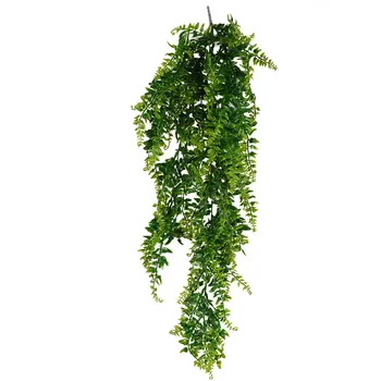 1 бр. изкуствена лоза с дължина 85 см, окачен пластмасов лист, трева, сватбена украса, листа от папрат