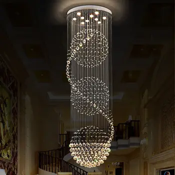 Модерни кристални плафониери, творчески луксозни полилеи led за дома, хол, вила, самостоятелен стълбище, тавана лампа