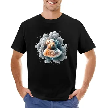 Тениска с мечка космически астронавти, тениска с блондинка, забавна тениска, къси мъжки тениски с графичен дизайн, големи и по-висока