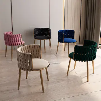 Скандинавските трапезни столове от ратан, мебели за ресторант, Креативен Дизайнер, Облегалка за домашно почивка, Едноспален диван, Столове за грим