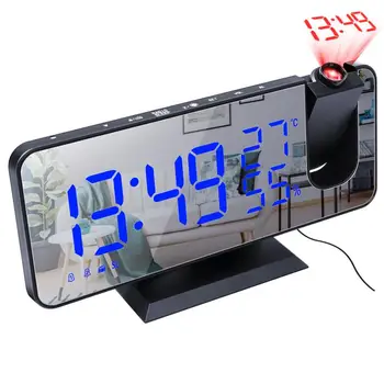 Led digital alarm clock, radio, термометър, лампа Slr, лека нощ, USB-будилник, FM радио, Проектор време, 2 будилник