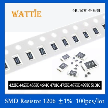 SMD резистор 1206 1% от 432 До 442 До 453 До 464 До 470 До 475 До 487 До 499 До 510 До 100 бр./лот микросхемные резистори 1/4 W 3,2 мм * 1,6 мм