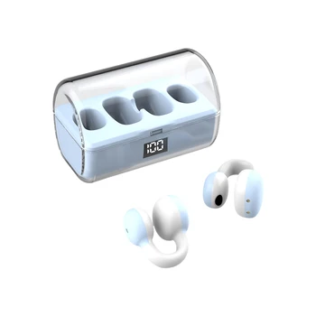 Безжични Bluetooth Слушалки FK8, Обици-Клипса за Уши, Слушалки с външния Звук, Слушалки и костна проводимост, с цифров дисплей