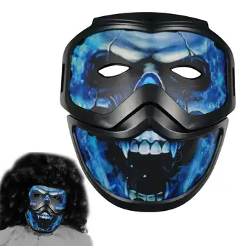 Ужасна маска за Хелоуин, Акумулаторни led за маски за Хелоуин, Многофункционални, за Многократна употреба, Готини, светещи, Зли, Светещи