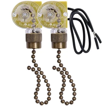 Вентилатор на тавана Ключа за лампата Zing Ear ЗЕ-109 две метални Ключа за лампата с Тянущимися Кабелите за Таван Тела Фенове Лампи 2 елемента Бронз