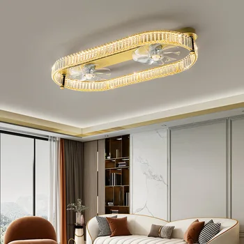 Нов Невидим Кристална вентилатор на тавана, модерен led начало crystal тавана светлина, плафониери за всекидневната, спалните в хотел