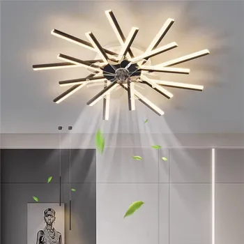 Скандинавски вентилатор на тавана 110V 220V Nordic фен с бяло осветление Хол Led Невидим Вентилатор Таванна Лампа Спалня Дистанционно Управление с кухненски вентилатор
