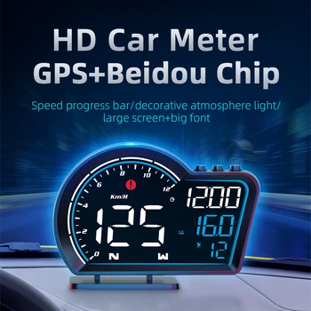 Автомобилен GPS HUD Централен дисплей Скоростомер, Километраж Превишена скорост Алармени системи GPS за Измерване на скоростта на автоаксесоари за всички автомобили
