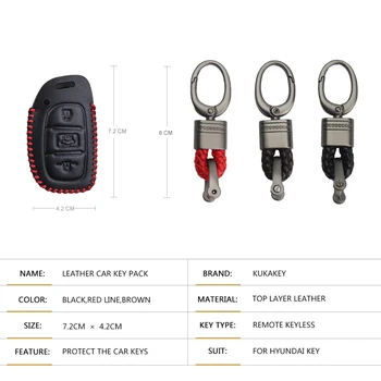 Калъф за дистанционно ключ за Hyundai Getz Elantra Sonata Mistra Кона Santa fe Метален ключодържател, Кожена обвивка, автомобилни аксесоари
