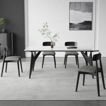 Минималистичен маса за хранене от плочки за малък апартамент, скандинавски прост модерен правоъгълна маса за хранене