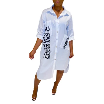 Женствена рокля-риза в африканския стил, Однобортные Свободни Халати за баня, Модерен Нов Буквално принт, Ежедневни джобове, нарушения на сърдечния Дълго Африканско рокля 2023