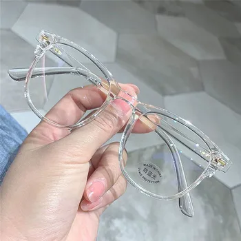 Очила за късогледство, Дамски Модни Очила с Анти-синя Светлина, Мъжки Популярни Големи Квадратни Компютърни Очила TR90, Очила за късогледство 0 ~-600