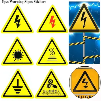5 бр. Жълт предупредителен стикер с Високо качество, на 6 стилове аксесоари, Опасността от токов удар, самозалепващи етикети, Опасност за електрически кутии