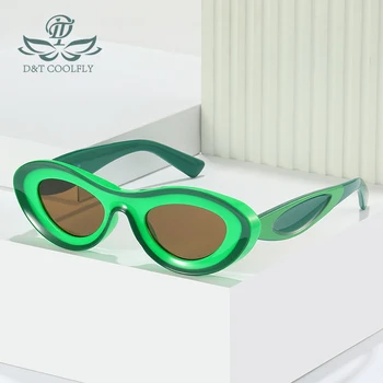 D & T 2023, Нови Модни Овални Слънчеви Очила За Жени и Мъже, за Боядисана Дограма за Лещи, Реколта Вечерни, Плажни Очила В Стил Y2K, Трендови Очила, Стръмни UV400