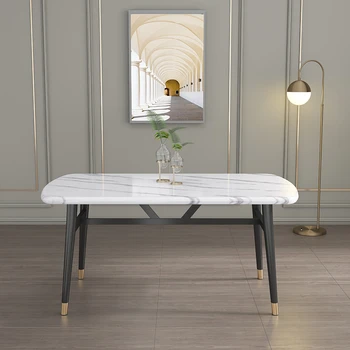 Квадратен Луксозна маса за Хранене, Скандинавски бял, модерни крака, Метален Водоустойчив масичка за кафе, мебели за всекидневна