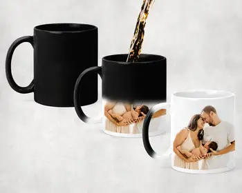 Персонализирана Подарък Халба, Всяка снимка с Лого, Текст, Снимка Чаша-изненада 330 мл Керамични магически офис на чаени чаши и чаши