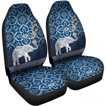 Калъф за столче за кола във формата на слон Дизайн син слон Уникални автомобилна седалка за предните седалки Комплект от 2 универсални калъфи, подходящи за повечето автомобили Седан