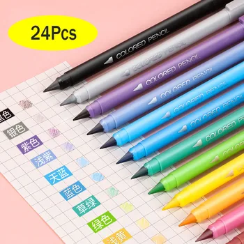 24 цвят на вечните моливи студентски поза, без подостряне на моливи, детски моливи за рисуване цветни моливи за плътност в насипно състояние