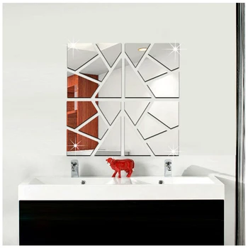 3D Акрилни Огледално стикери за стена Геометрична Симетрия Огледално стикери за Декорация на дома, рисувани Стенни