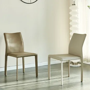 Луксозен Кожен стол за хранене на Скандинавския дизайн, Ергономичен Стол за дневна, Кухненски стол за офис, Тераса, Спалня, Мебели за хотел Silla Comedor