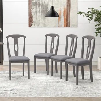 Трапезни столове с дървена тапицерия в селски стил от 4 теми Сив цвят, трайни, лесни за монтиране и е подходящ за ресторант