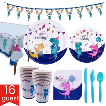Комплект за рожден ден в стил динозавър, декоративни изделия за партита, еднократно тава за хартия, хартиена чаша производител