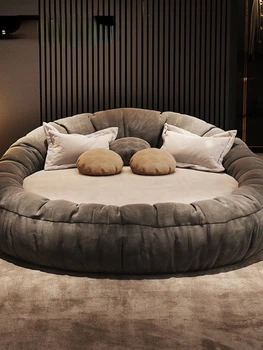 Модерна минималистичная кръгло легло за двойки Легло 2 м Италианската минималистичная двойно легло в основната спалня е Лесна луксозна тъканно легло