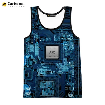 Блузи с електронен чип и 3D-принтом, модни и ежедневни риза без ръкави За мъже и жени, градинска дрехи, негабаритная бързосъхнеща тениска
