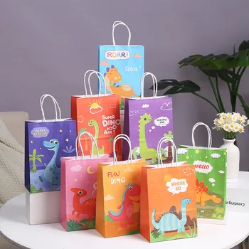 Креативна мультяшная чанта-тоут с Международния Ден за защита на децата, е Малък подарък с динозавром, крафт хартиена торбичка с принтом, чанта за дрехи в търговски център