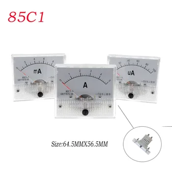 85C1 Амперметър за постоянен Ток Аналогов Метър Ток Панел Механичен Указател Тип 1/5/10/20/30/50/100/200/300/500 ma A