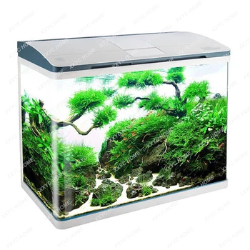 Аквариум Горещо Огъване HD Стъклен Декоративен Аквариум за Риби Екологичен Интелигентен Сензорен Превключвател на Рибен Свят