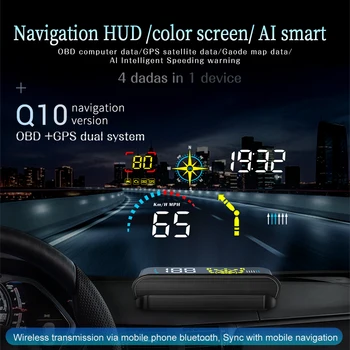 Q10 Автоматично HUD OBD М оборота в минута Централният Дисплей Предупреждение за превишаване на скоростта на GPS Автомобилна Електроника, Аксесоари И Т.н. Инструменти Аларма