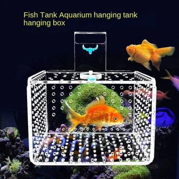 Малка Бойцовая рибка Паун Акрилни Инкубатор за съдържанието на риби Изолиращ кутия за аквариум за защита виси малки риби