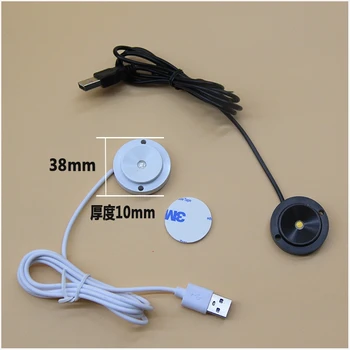 USB Led мини-прожектор Кръг с регулируема яркост 5, с ключ, Настолна лампа за кабинет, тавана лампа, Домашен черен, сребрист