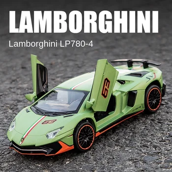 Спортен автомобил Ламбо LP780 1: 32 модел на колата от сплав, звукова и светлинна детска играчка спортен автомобил