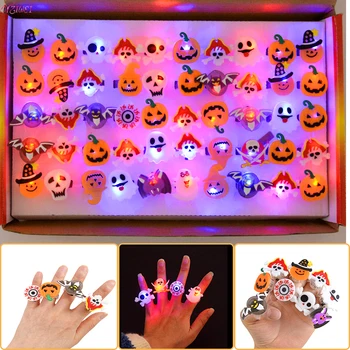 10 бр. Декорация за Хелоуин, Креативни, Красиви пръстени с една илюзорна очите във формата на Тиква за деца, Светещи пръстени за Хелоуин, led светкавица, пръстен на пръста