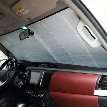 За Toyota Hilux 2015-2021 Алуминиево фолио в Сребърен Цвят, Топлинна завеса на предното стъкло на автомобила, Слънцезащитен крем, Автомобилни Аксесоари