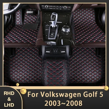 Автомобилни Постелки За Фолксваген Голф 5 Golf5 1K 2003 ~ 2008 Потребителски Автоматично Накладки За Краката Кожен Килим Аксесоари За Интериора 2006 2007