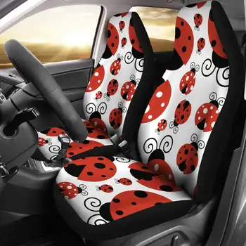 Сладък комплект калъфи за автомобилни седалки във формата на калинка, опаковки от 2 универсални защитни покривала за предните седалки, аксесоари за интериора на колата, калъф за седалка