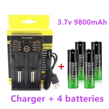 2022 New18650 Батерия с Високо качество 9800 mah 3,7 В 18650 литиево-йонни батерии Акумулаторна Батерия За Фенерче + Зарядно устройство