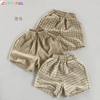 Сладък Детски къси Панталони от Тънък Дишащ памук от канабис за момчета и момичета 2023, Летни Нови Корейски Къси панталони, Детски Модни шорти